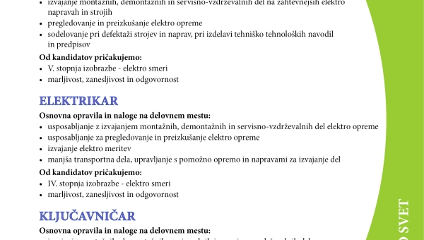 Razpis za prosta delovna mesta